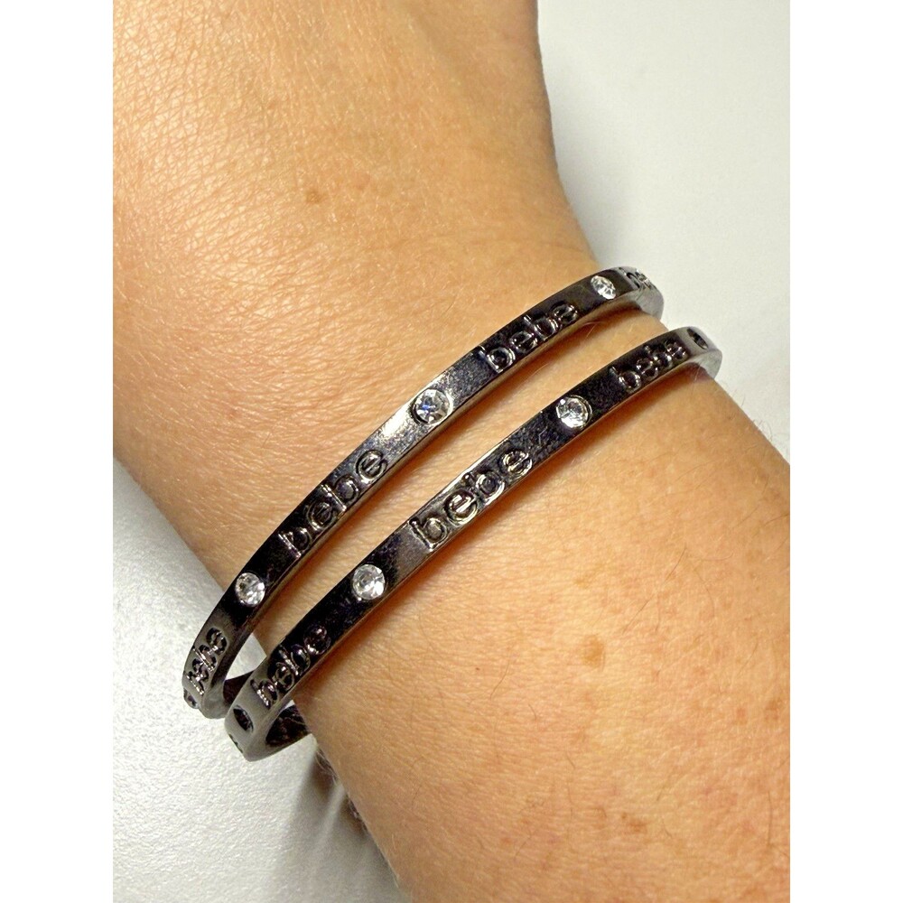 Bebe Vintage Logo Bangle Bracelet Retro Spellout silvertone 90s y2k
